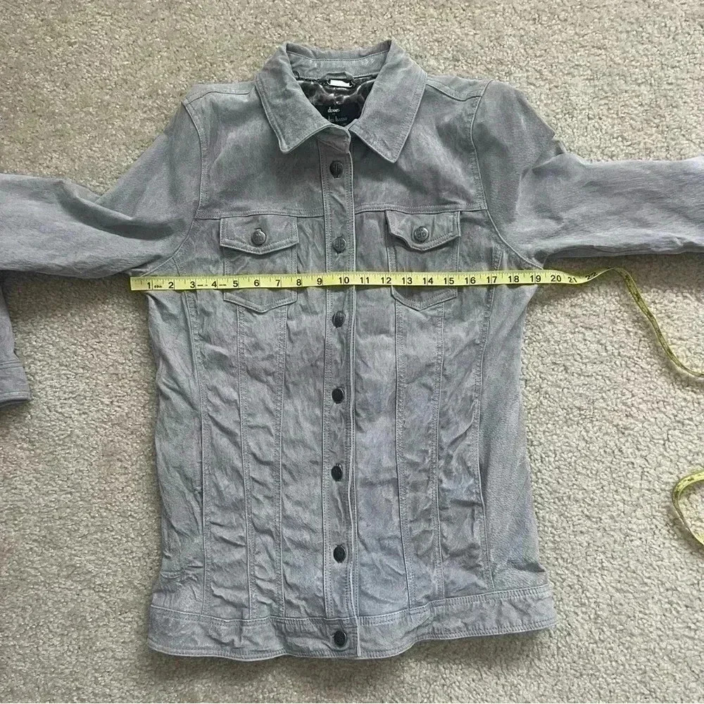 Dennis Basso Suede Leather Button Front Jacket Gray Women’s Size Medium Washable - Picture 14 of 16